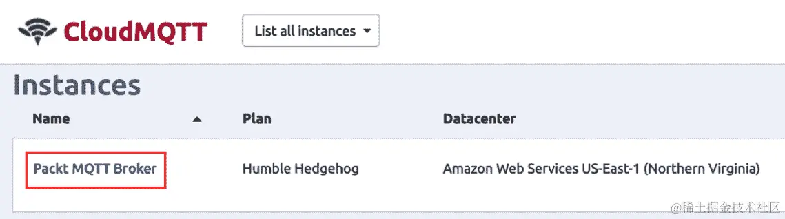图 11.14 – CloudMQTT 实例列表