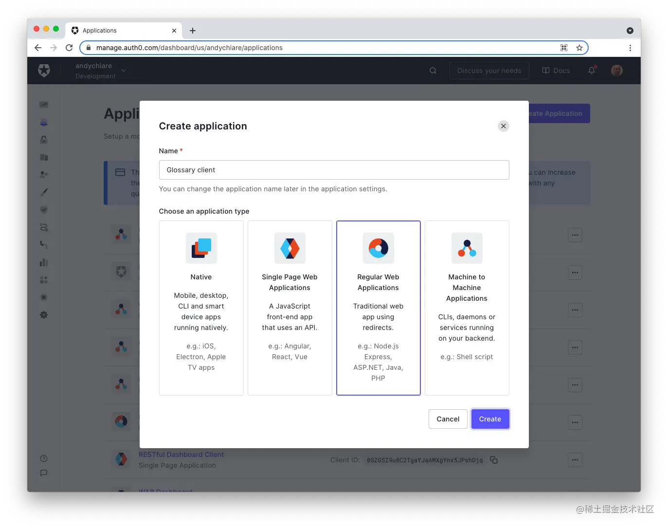 Register the glossary client with Auth0