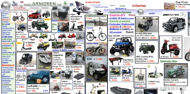 A Webpage Cluttered with Content