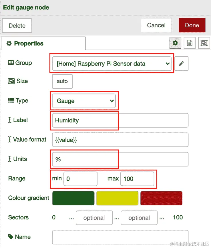图 11.29 – 设置表盘节点属性