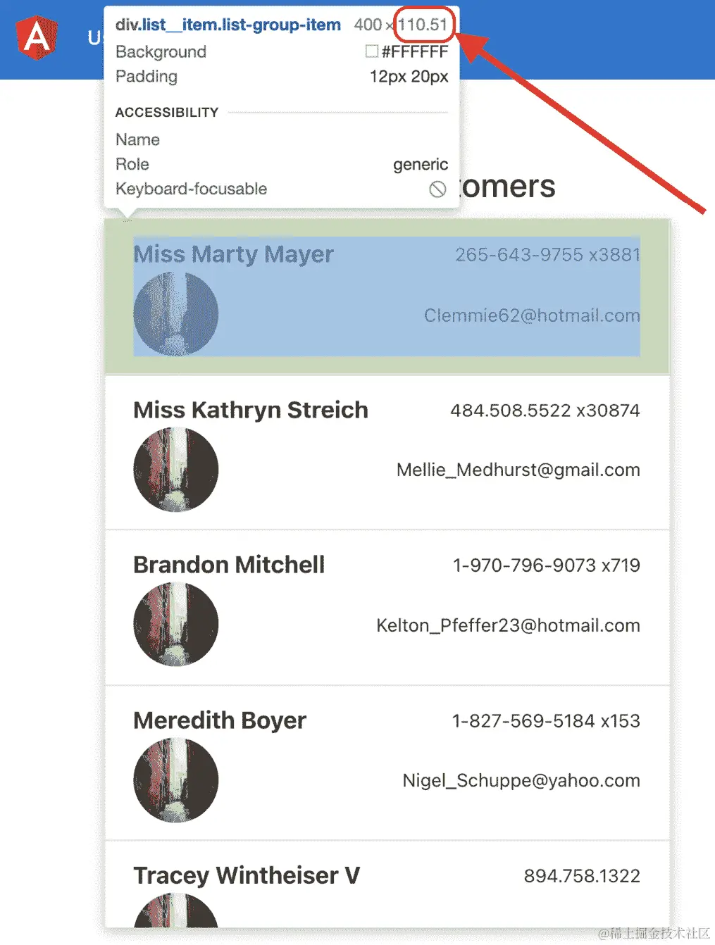 图 9.3 - 每个列表项的高度大约为 110 像素