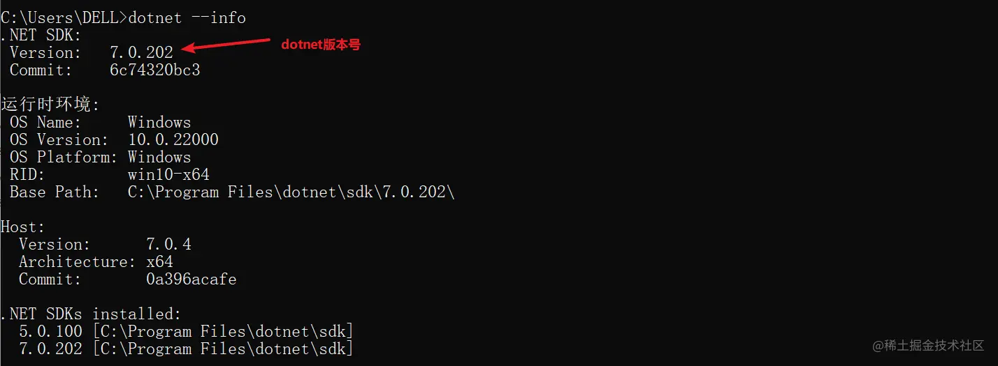 查看dotnet版本号