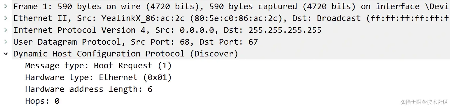 图 11.9 - 探索 DHCP“Discover”数据包