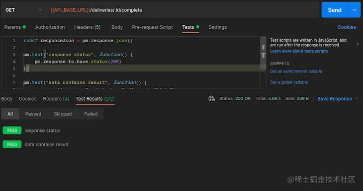 Postman Test Results Tab