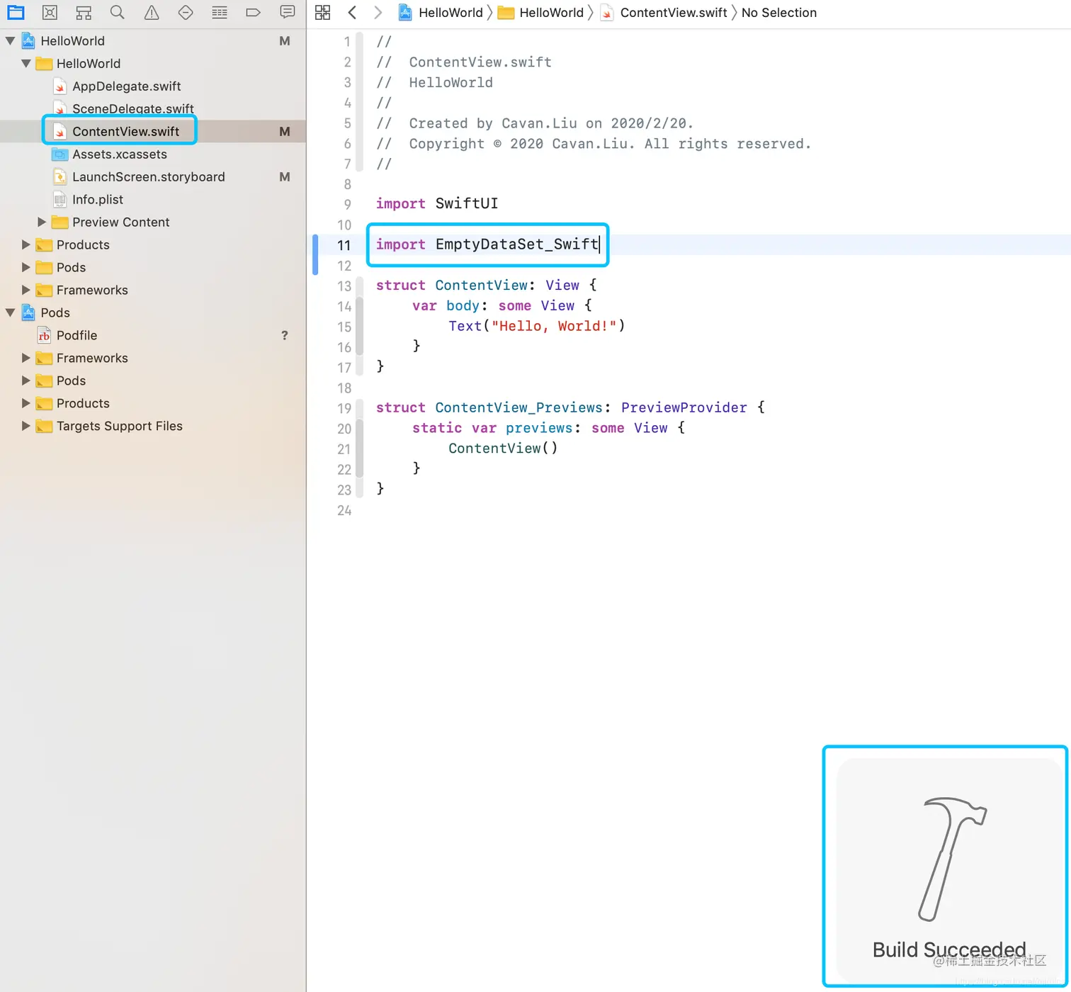 import EmptyDataSet_Swift导入