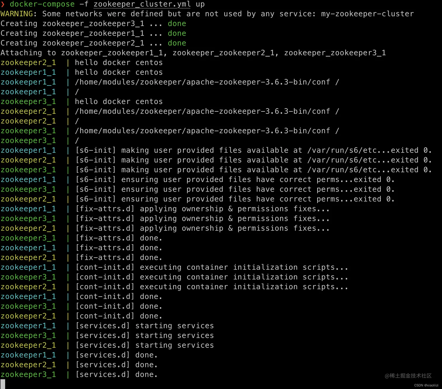 zookeeper cluster start