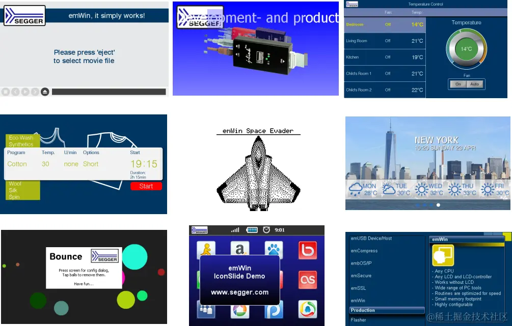 emWin演示例程仿真效果图