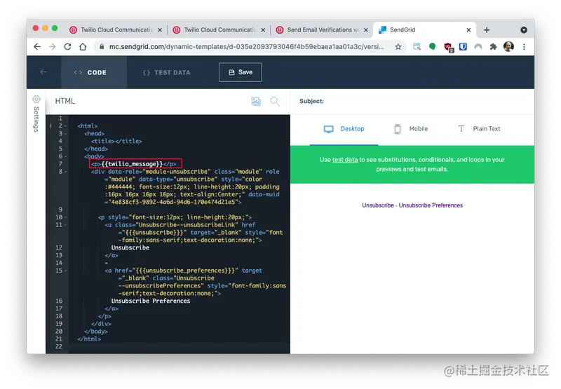 dynamic template - html editor