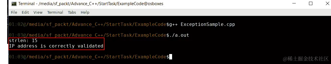 图 7.10：二进制文件正常运行，没有抛出异常