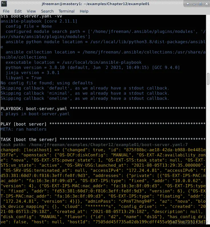 图 12.1 - 使用 Ansible 在 OpenStack 中创建虚拟实例