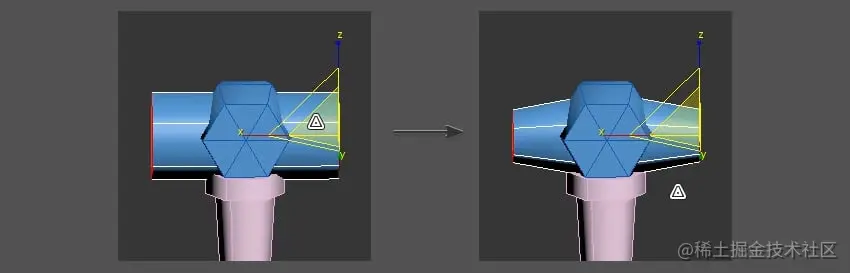 使用对象侧面的缩放工具