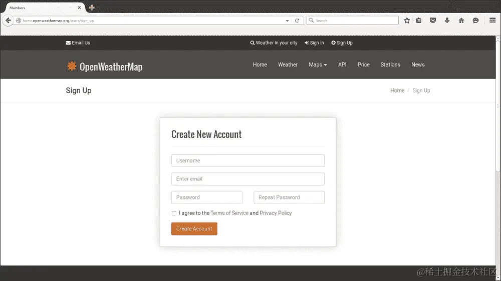 注册 OpenWeatherMap