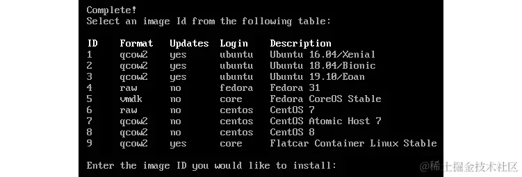 图 13.40 - 简单菜单要求我们选择要安装的图像