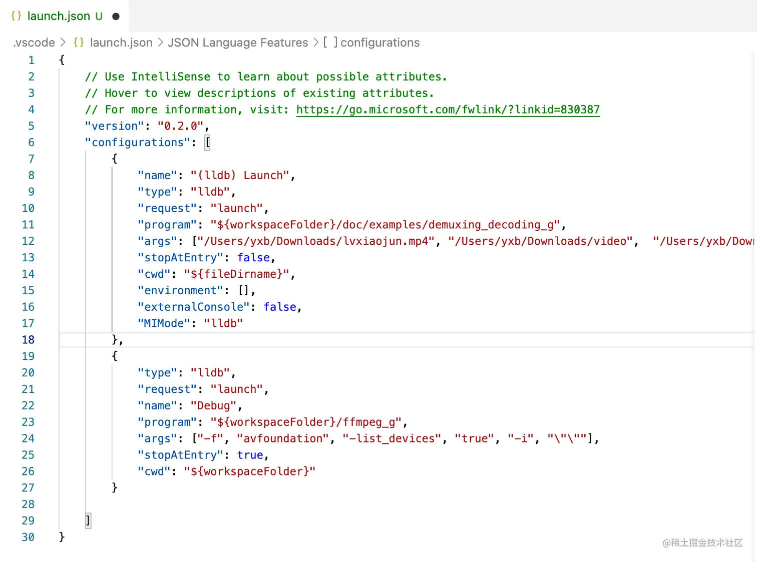 macOS平台使用vscode调试ffmpeg准备知识：Debug C++ in Visual Studio Code 掘金