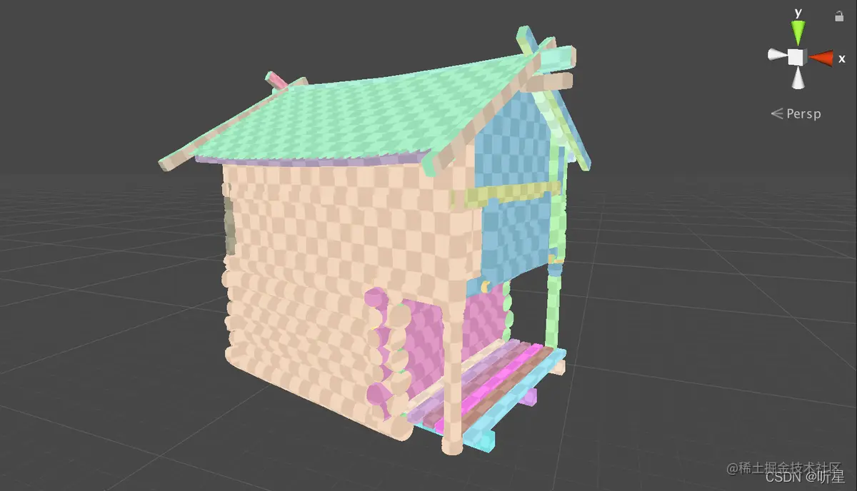 图像显示了 HouseBig02 游戏对象的改进光照贴图 UV