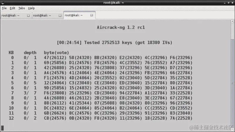 有连接客户端的 WEP 密钥破解
