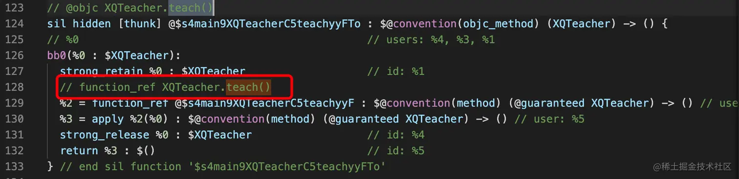 @objc XQTeacher.teach()的实现