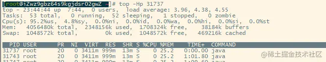 31737进程中各个线程的使用率