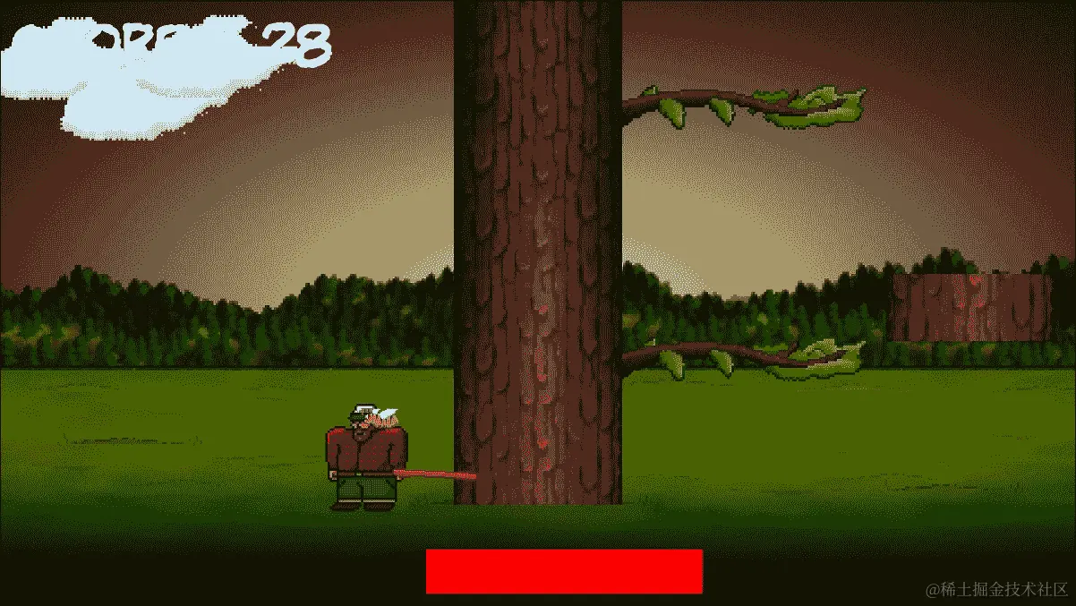 动画砍伐的木头和斧头