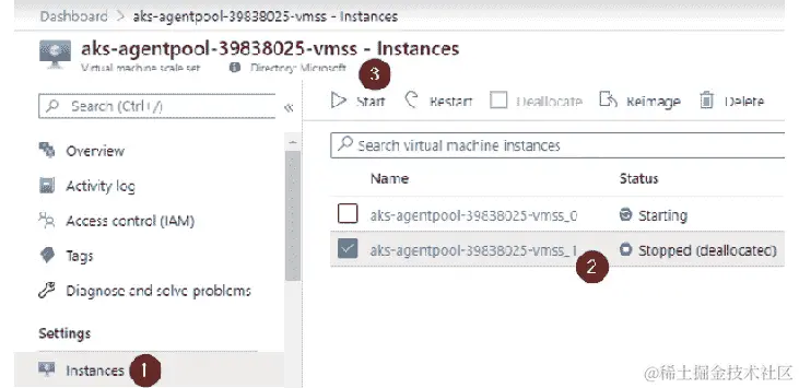 您可以使用与关闭相同的过程来启动节点。单击导航窗格中的实例选项卡。选择要启动的节点。最后，单击工具栏中的“启动”按钮。
