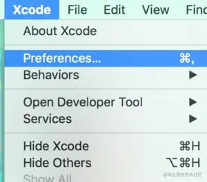 点击Xcode的偏好设置