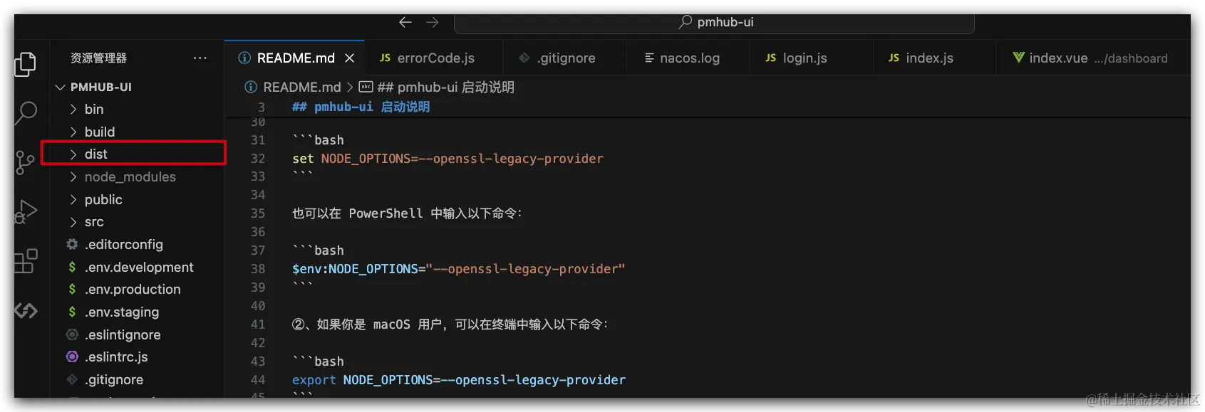 构建好后生成的静态文件