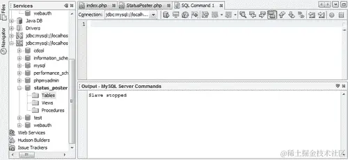 Time for action — creating MySQL database and table