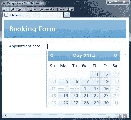 实现 AJAX 启用的日期选择器