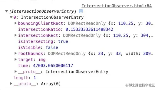 IntersectionObserverEntry打印的值