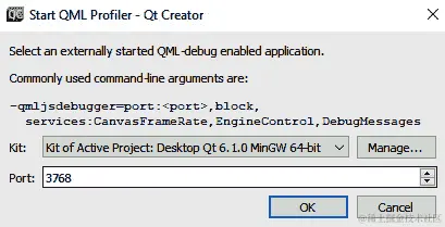 图 12.12 - QML Profiler 显示远程执行选项