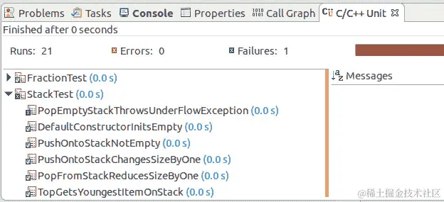 图 3.16：pop Stack 测试失败