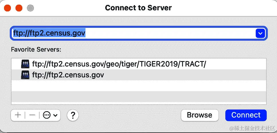 连接到美国人口普查局 FTP 站点