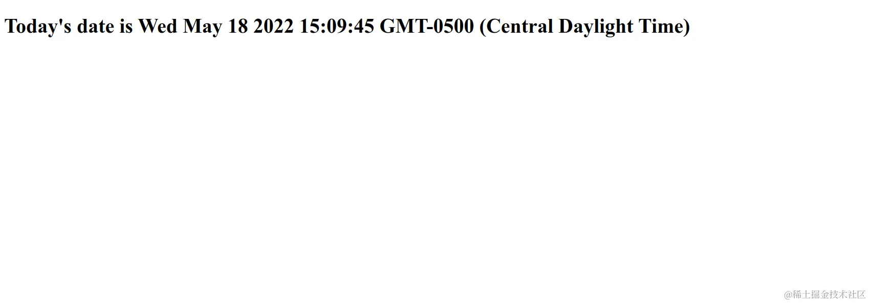 The code written in the console outputs the date to the web browser revealing it in the browser