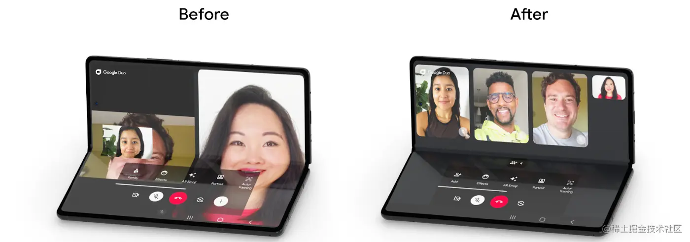 △ Duo 应用在优化前后的对比