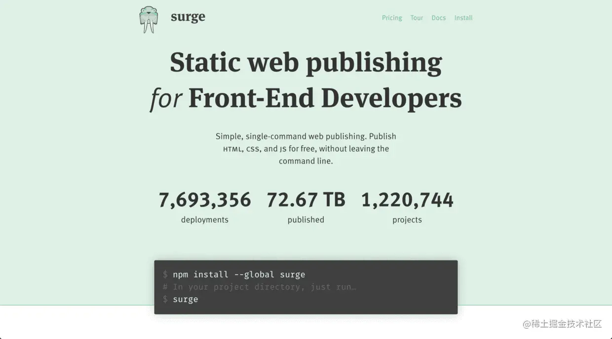 Surge.sh 官网截图