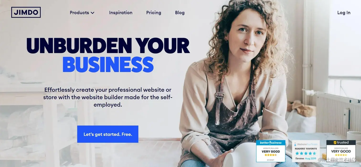 The Jimdo landing page