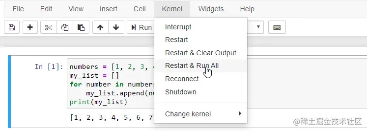 jupyter kernel restart and run all