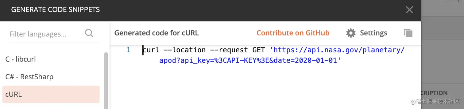 显示 Postman 中生成的 curl 命令的屏幕截图