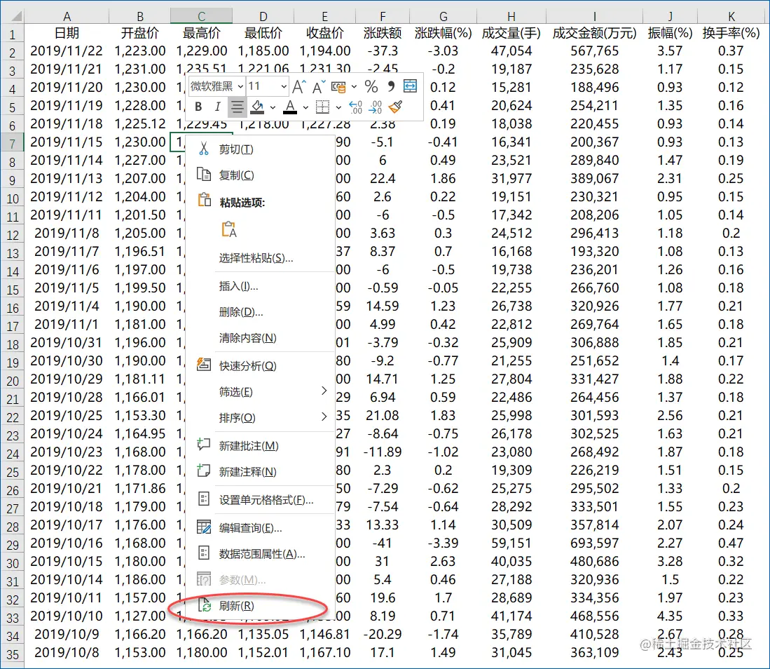可刷新的 Query Table