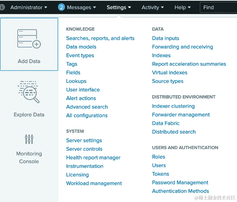 图 14.7：直接导入文件到 Splunk