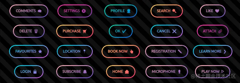 The pure CSS candy ghost buttons.