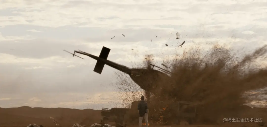 直升机的爆炸场面特效