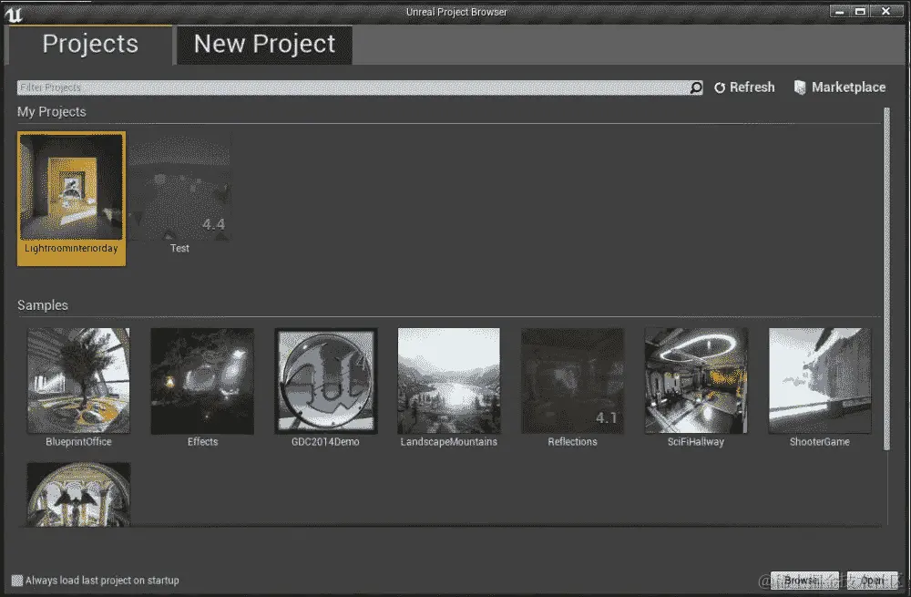 虚幻项目浏览器