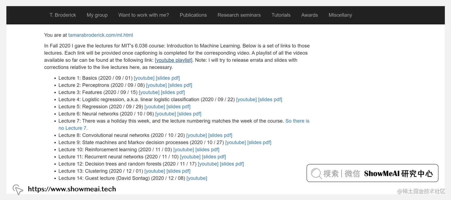 6.036; Introduction to Machine Learning; 机器学习导论