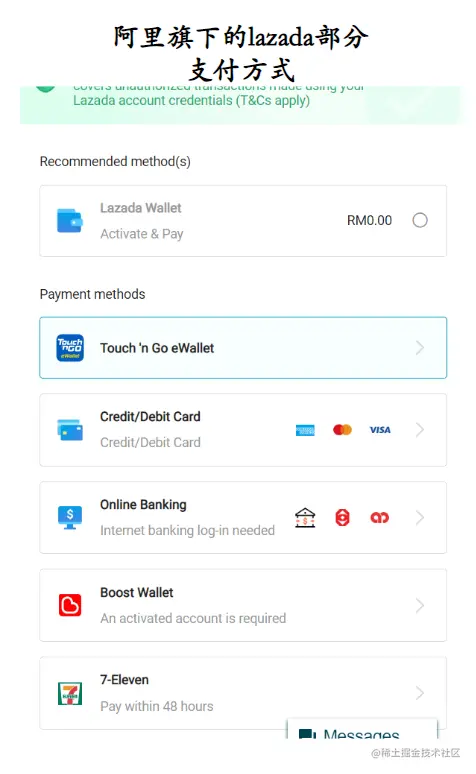 Lazada部分支付方式