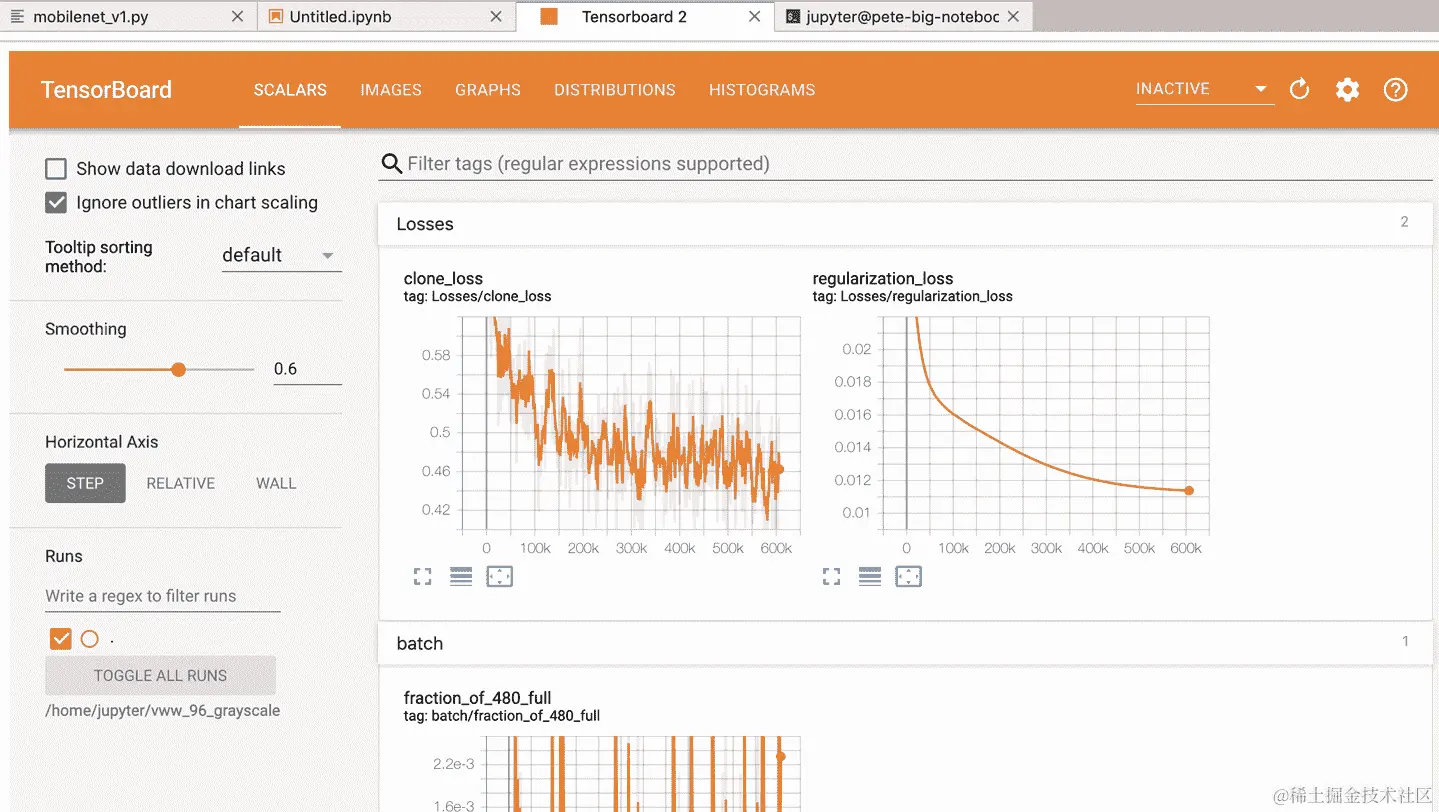 Tensorboard 中的训练图表