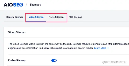 Sitemap设置页面