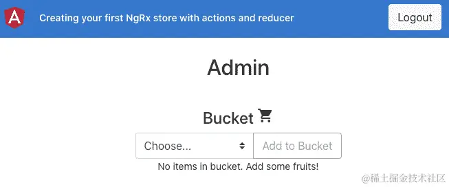 图 6.1 – ngrx-actions-reducers 应用程序在 http://localhost:4200 上运行