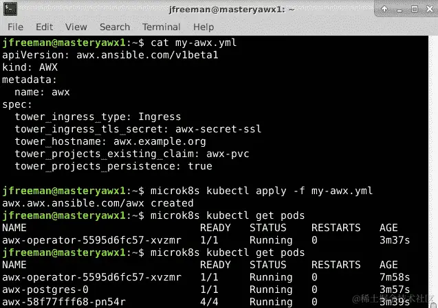 图 5.2-成功部署 AWX 后的 Kubernetes pod 状态