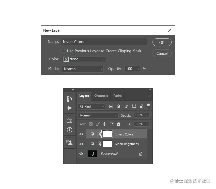 creating new invert adjustment layer